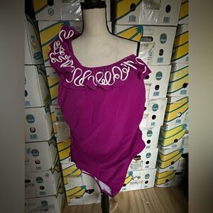 Profile Purple One-Shoulder Ruffle Swimsuit